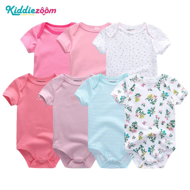 Детские Боди унисекс 7 шт./компл. пижамы с коротким рукавом для детей 3 6 9 12 месяцев