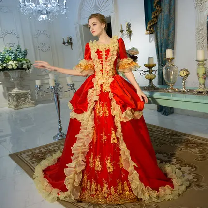 100% настоящая красная Золотая Венеция карнавальное бальное платье в стиле