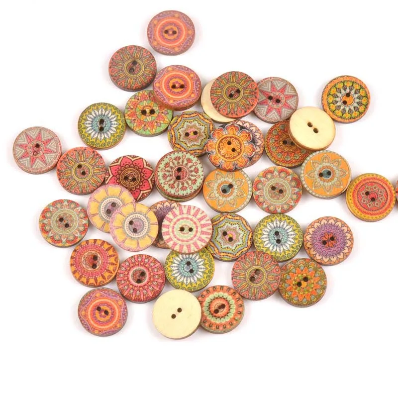 2 Sewing Accessories High Quality Popular Hot Sale Clothing Crafts Painted Sewing Gear Handwork 20PCS/Lot Wood Buttons - Color: 2