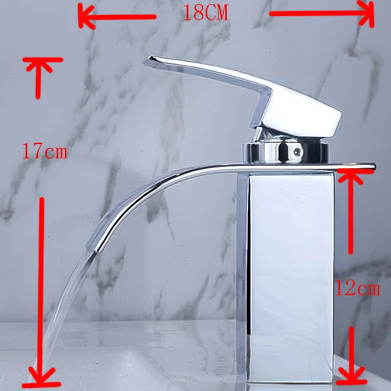 Смеситель для ванной комнаты с носиком водопада из твердой латуни кран