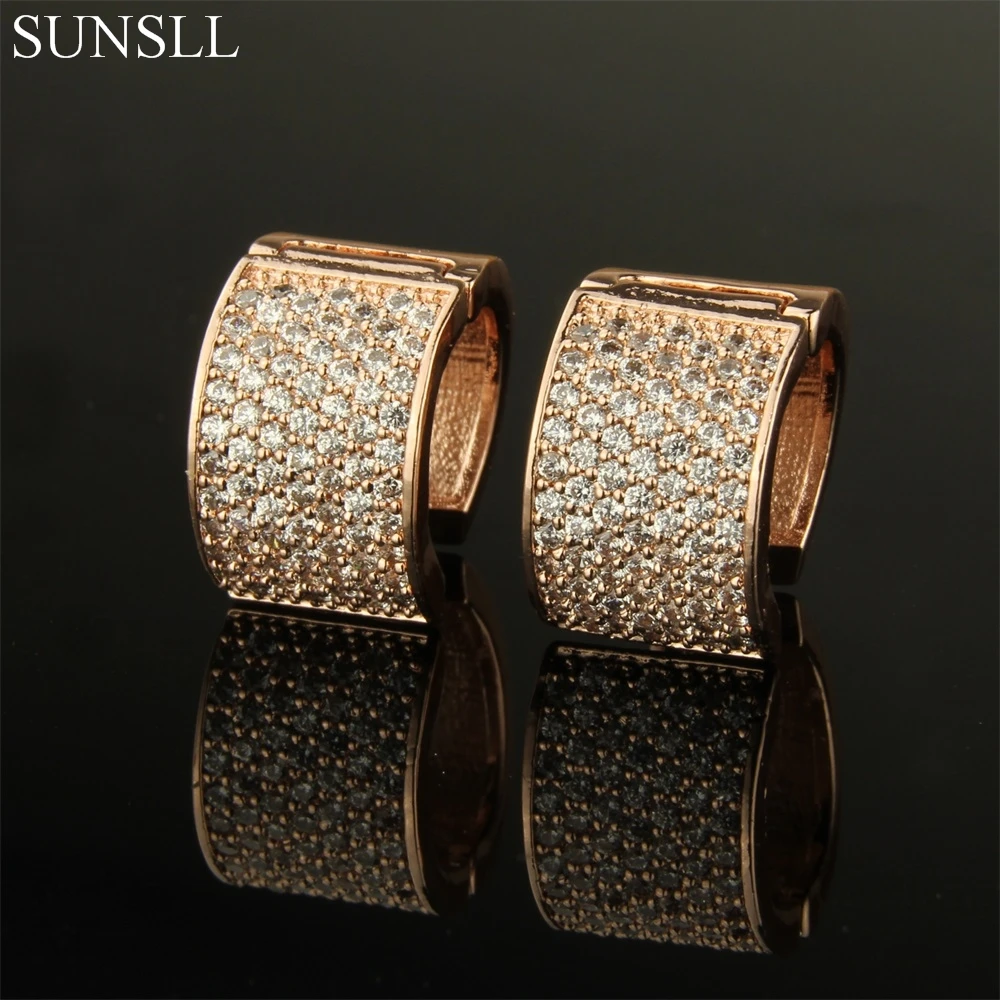 

SUNSLL Rose Gold/Silver Color Copper White Cubic Zirconia Trendy Hoop Earrings Women's Fashion Party Jewelry CZ Brincos