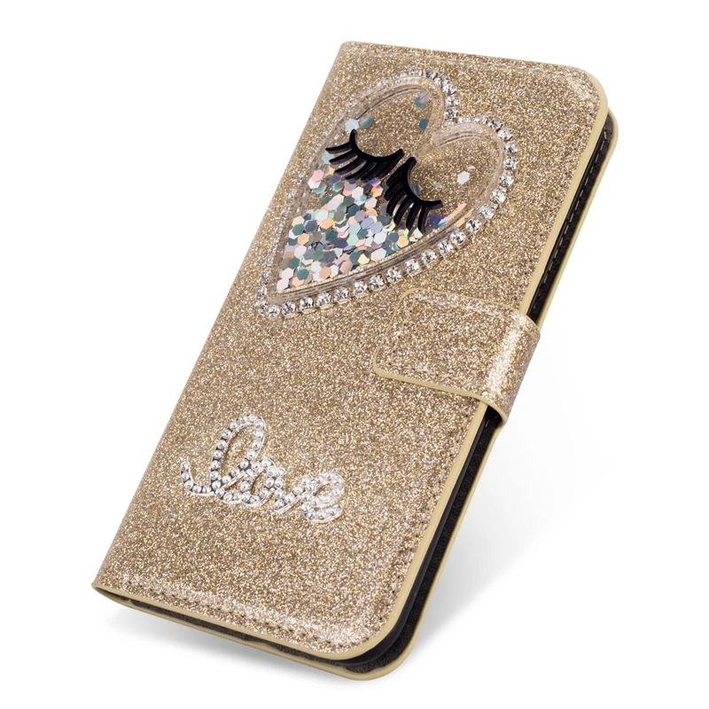 Роскошный кожаный кошелек с блестящими глазами и сердечками для Iphone XS MAX XR X 8 7 6 5
