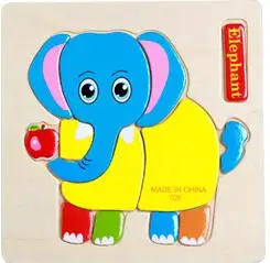 elephant Монтессори метод животных деревянные головоломки мультфильм Tangram животные детские игрушки ребенок раннего образования игрушки головоломки доска - Цвет: elephant