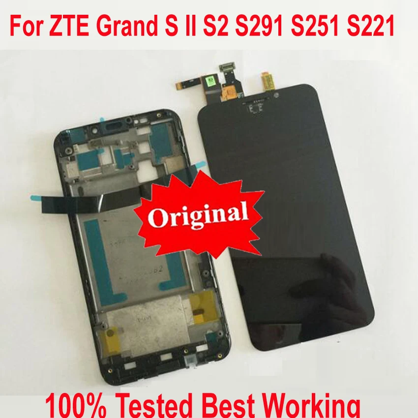 

Original Best LCD Display Touch Screen Digitizer Assembly Sensor with frame For ZTE Grand S2 S 2 II S251 S291 S252 S221