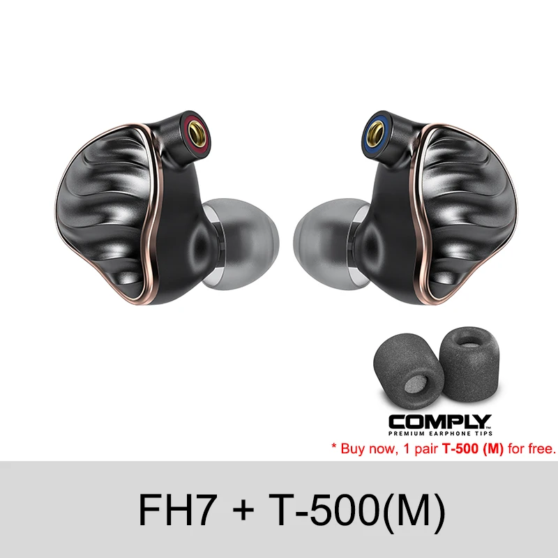 FH7 (with T-500) FIIO FH7/Новинка; лучший образец 5 Гибридный Драйвер(4 Knowles BA+ 13,6 мм динамический) Hi-Fi аудио наушники-вкладыши IEM с MMCX съемный кабель - Цвет: FH7 (with T-500)
