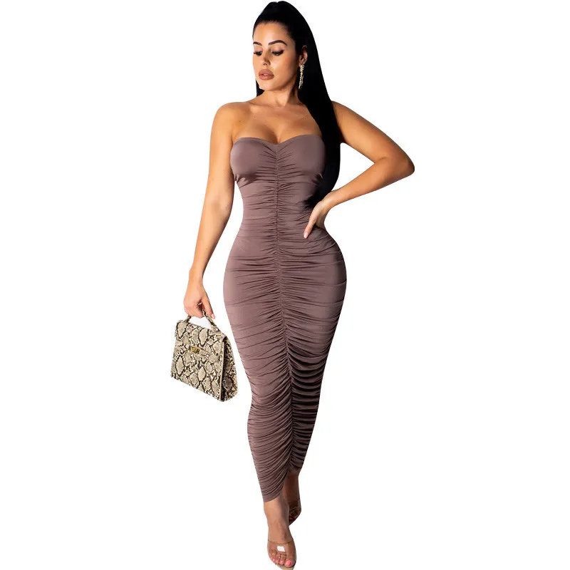 Женское облегающее платье без бретелек Элегантное Длинное эластичное с