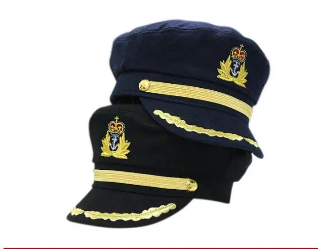 2021 Women Cotton Sailor Captain Hat Uniforms Costume Party Cosplay Stage Perform Flat Navy baseball cap for Adult and Children