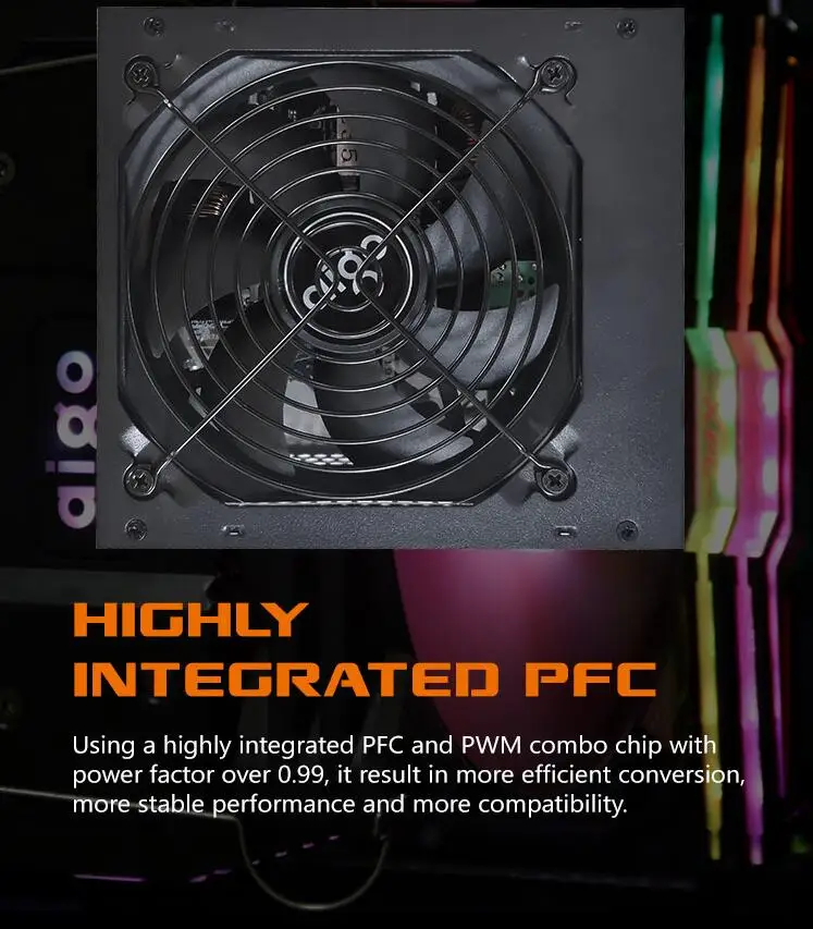 Aigo GP650 активная мощность 80 плюс Бронзовый настольный блок питания E-sports 850 Вт Максимальная мощность 800 Вт. Компьютерный блок питания