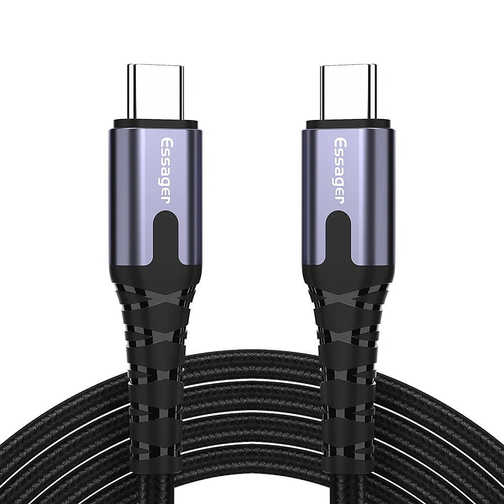 Темно-серый Кабель Essager 60 Вт usb type-C-USB C для samsung S10 S9 Macbook Pro Quick Charge 4,0 USBC PD быстрое зарядное устройство USB-C-кабель type-C - Цвет: Темно-серый