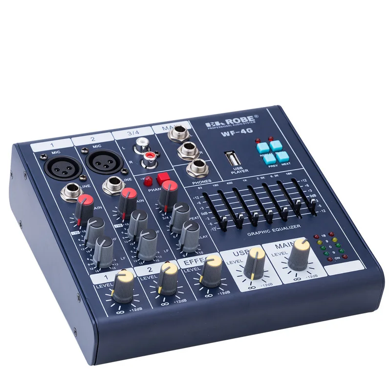 WF-4G Мини Audio Mixer Консоль с USB встроенный процессор эффектов 4 канальный микшер