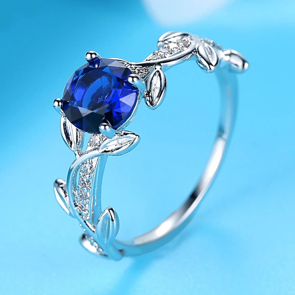 Кольцо из стерлингового серебра. Женское кольцо серебра 925 пробы с голубым