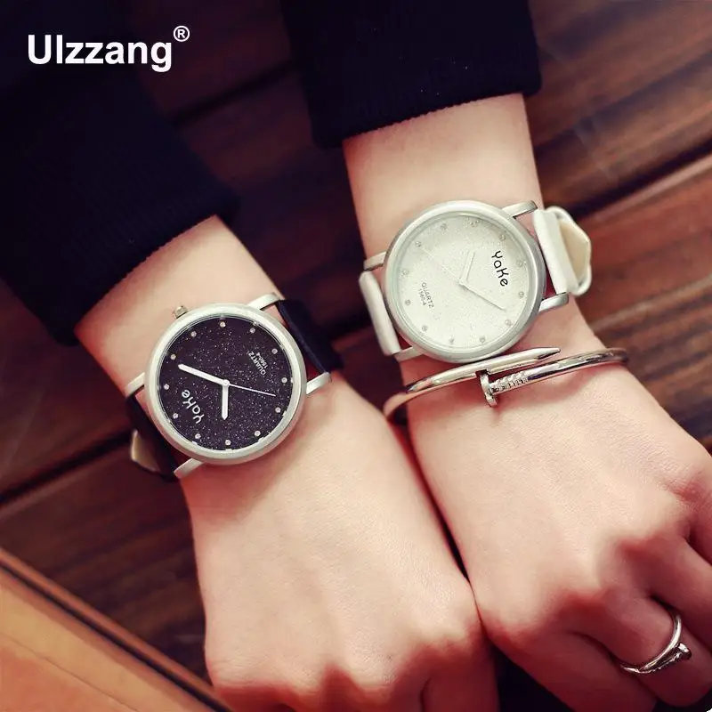 Роскошные милые блестящие Кварцевые наручные часы из искусственной кожи с