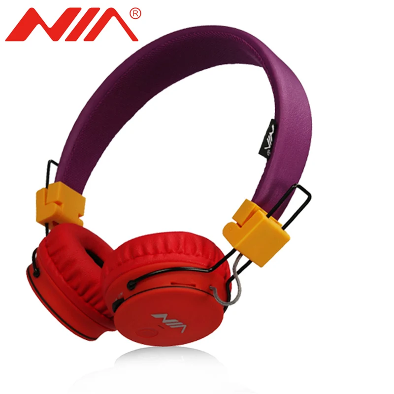 Flower Color NIA X2 беспроводной и проводной оголовье на ухо наушники Hi-Fi стерео звук многофункциональная Поддержка FM SD карты - Цвет: Flower Color