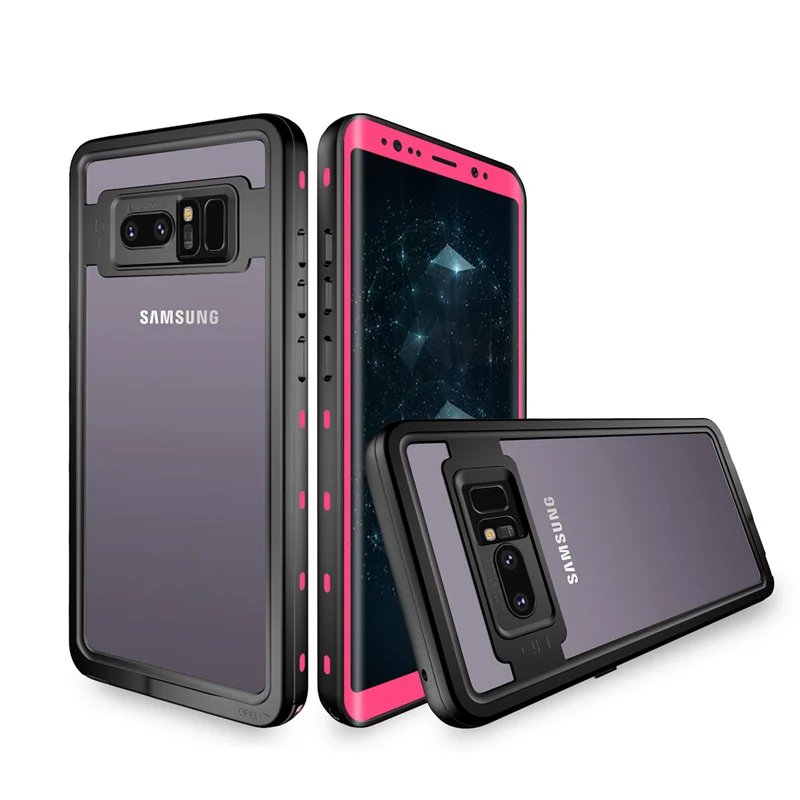 Водонепроницаемый чехол для телефона для samsung Galaxy S9 S9 Plus Note 8 9 360 полный корпус прочный прозрачный чехол Крышка с Экран протектор - Цвет: Pink