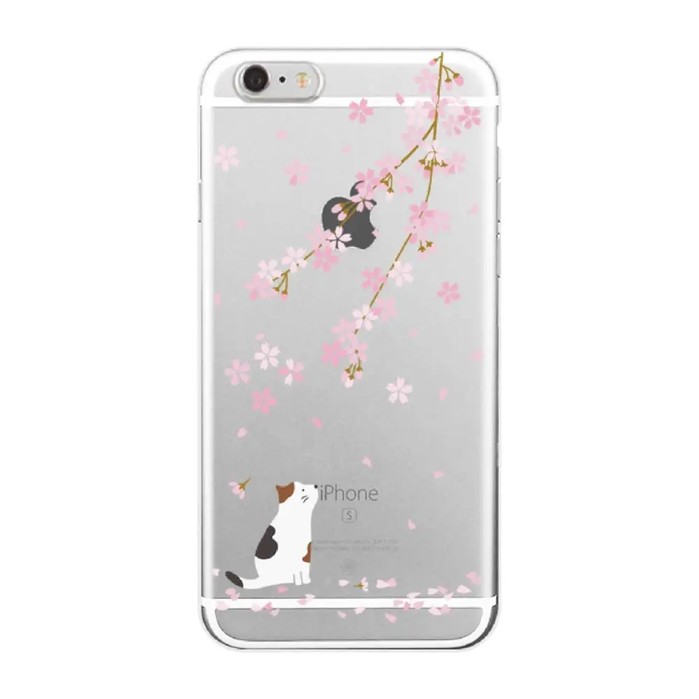 Мягкий прозрачный чехол для телефона iPhone 11 12Pro 5S 6S 7Plus 7 8Plus X XS Max Koi Fish Cherry Blossom Lucky Cat