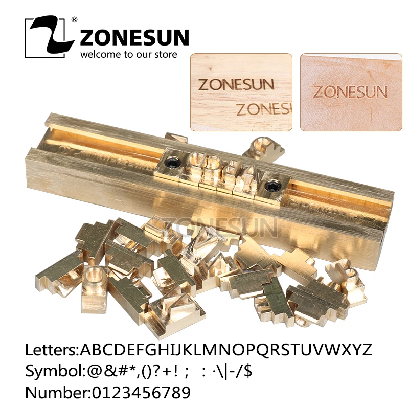 ZONESUN Tslot 10 см приспособление Алфавит буквы цифры символы кожаный штамп Пресс