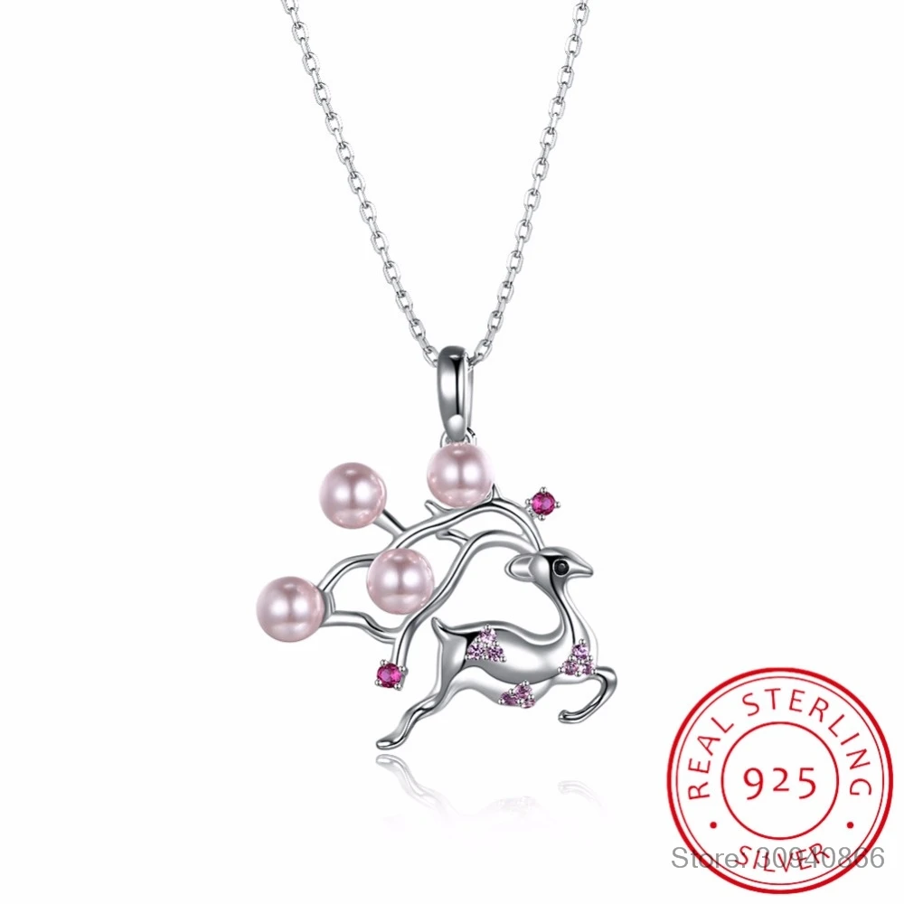 Женский чокер из серебра 2018 пробы с жемчугом и оленем|Ожерелья| |