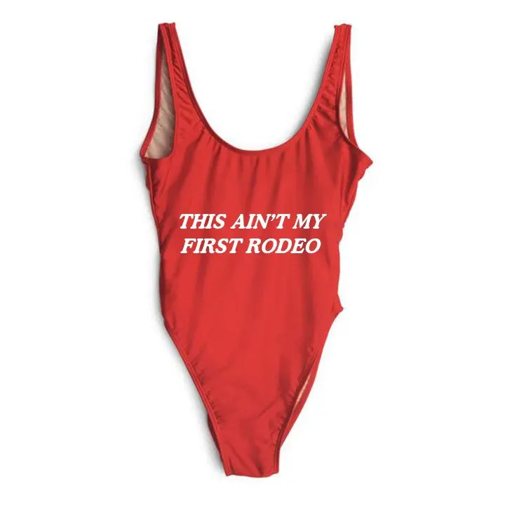 

Новое поступление, Женский цельный костюм «THIS ainnot MY FIRST RODEO», боди, комбинезон, купальник с высоким вырезом, пляжная одежда, купальный костюм ...