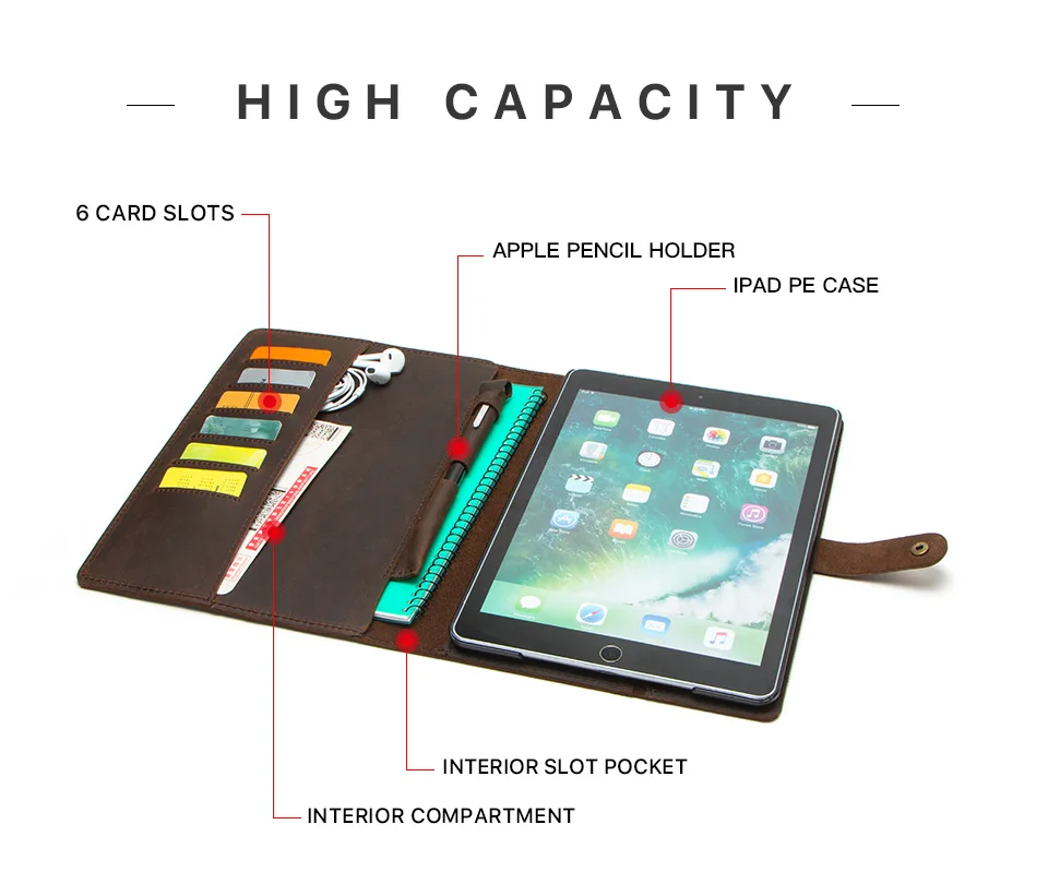 Роскошный Ретро чехол из нубука для iPad 9,7 5 6 Air 2 Pro 9,7, чехол с отделениями для карт, Карманный держатель для карандашей, флип-чехол с подставкой