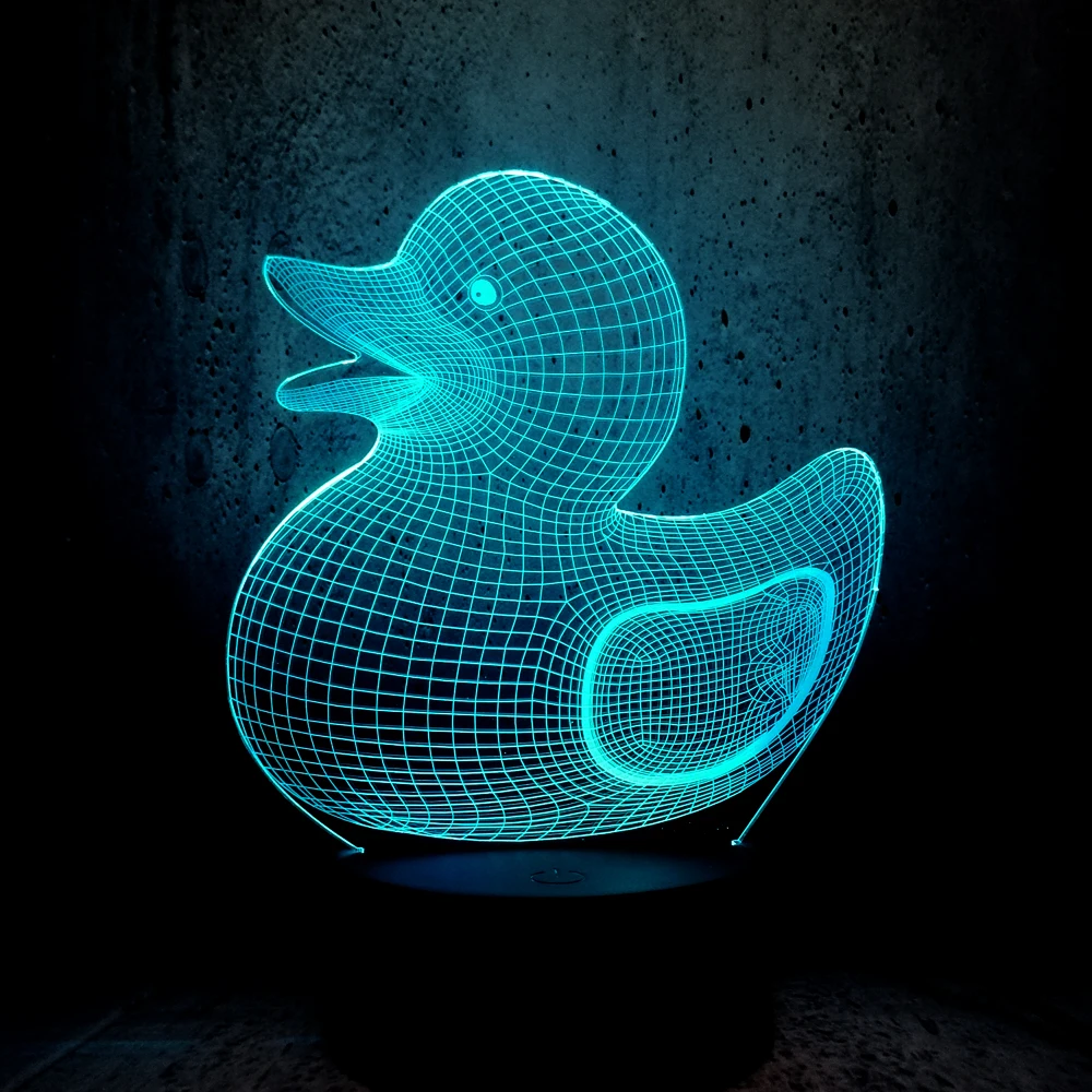 Милая Желтая Утка 3D USB Светодиодная лампа креативный развивающий детский
