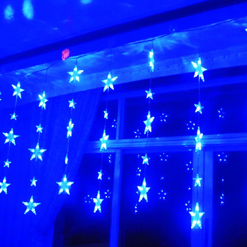 Goedkoop 5 M * 1.1 M 136 Leds Vakantie Lichten Sterren Gordijn Ijs Bars Led Licht String EU Plug Fairy Guirlande Kerst Bruiloft Decoratie DA