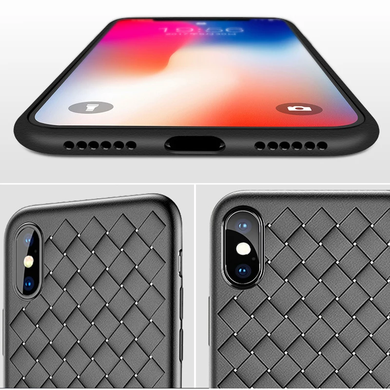 AKBKTII для iphone 6s 7 8 plus сетчатый тканый Ультратонкий Мягкий силиконовый чехол XR Xs Max