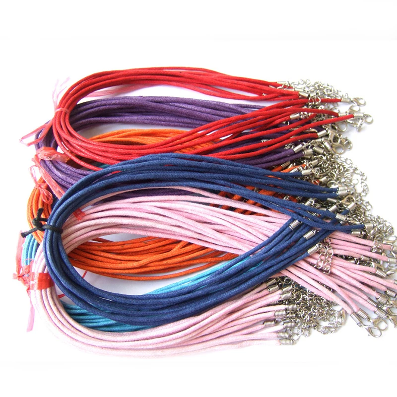 10 шт./лот шесть цветов ручная работа вощеный шнур ожерелье застежка лобстер|cord