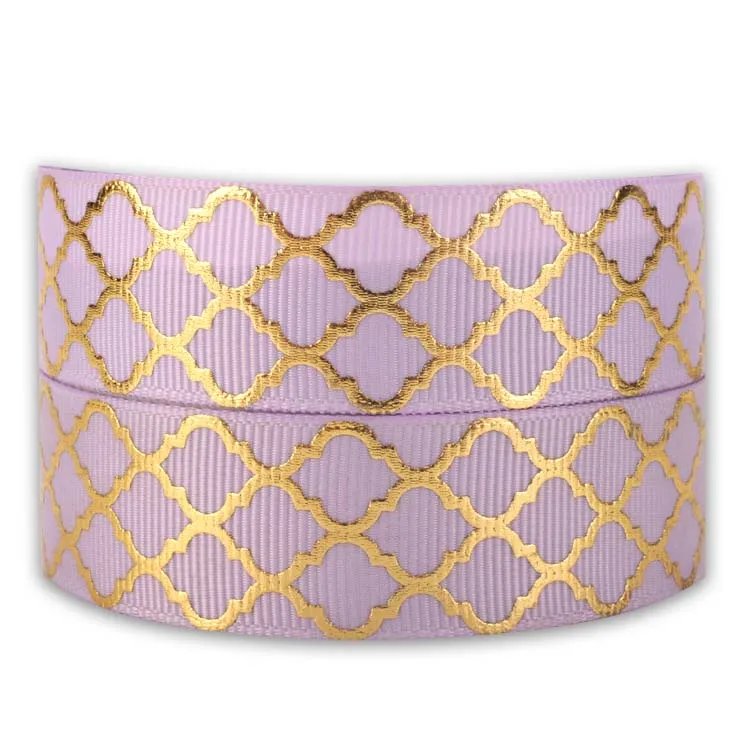 7/8&quot22mm New Gold foil diamond pattern printed grosgrain ribbon Free shipping | Дом и сад