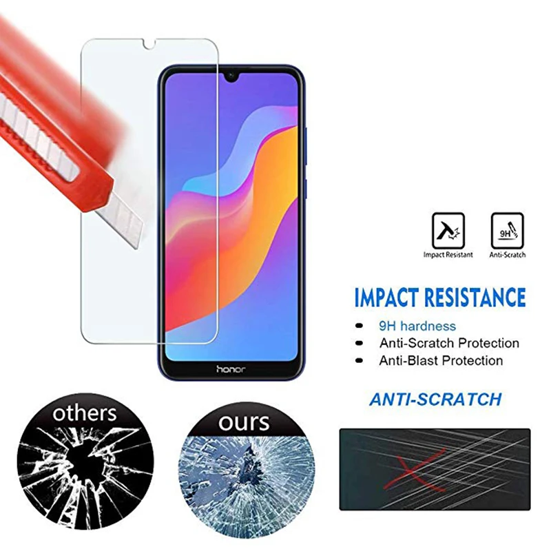 2 шт. закаленное стекло для Honor 8a защитная пленка экрана телефона Защитное Huawei Honer