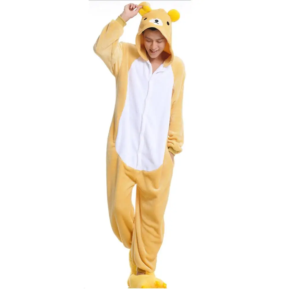 Comfortable Bear Динозавр Пикачу Жираф Стич Аниме костюмы пижамы теплая одежда для сна для взрослых унисекс Домашняя одежда пижамы животных - Цвет: Comfortable Bear
