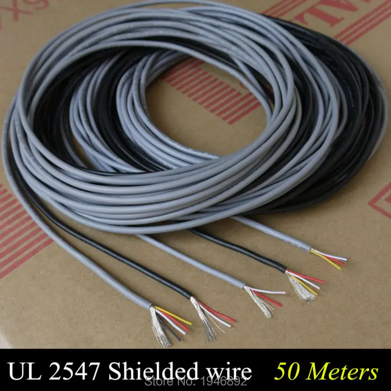 50m UL 2547 28/26/24 AWG Multi-core Control Cable Copper Wire Shielded Audio Cable Headphone Cable Signal Wire Cable