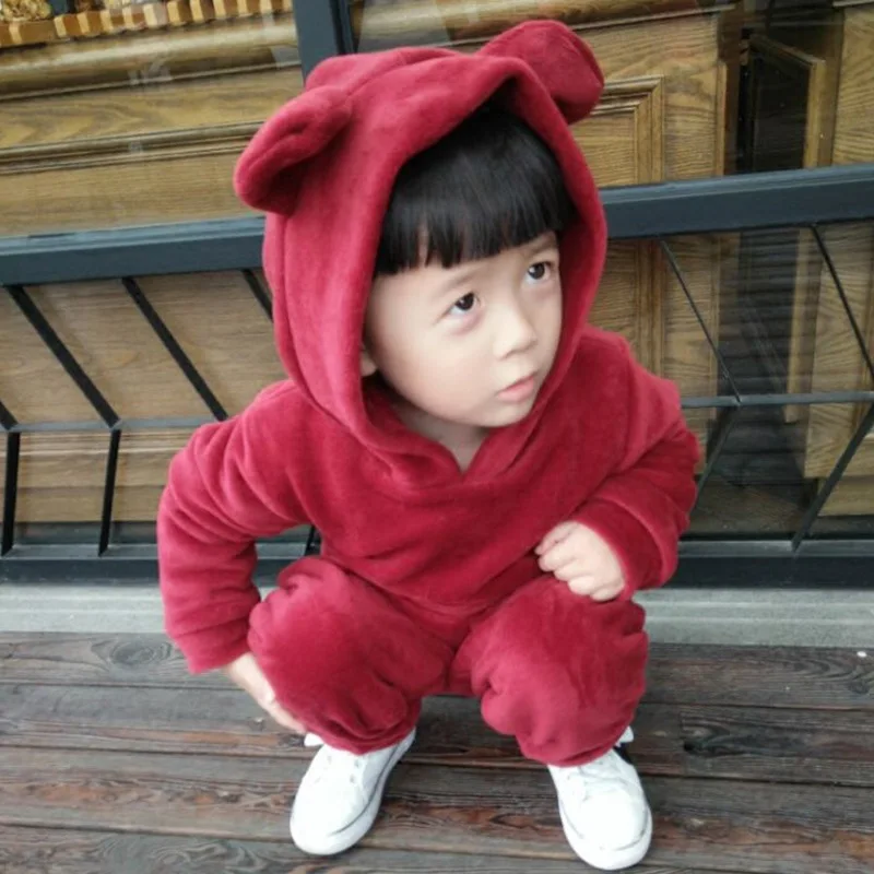 Kids sets for boys Warm Baby Sports Suit Girls Pleuche Hoody Pants 2pcs Tracksuit halloween kids Children Clothing Set | Детская одежда