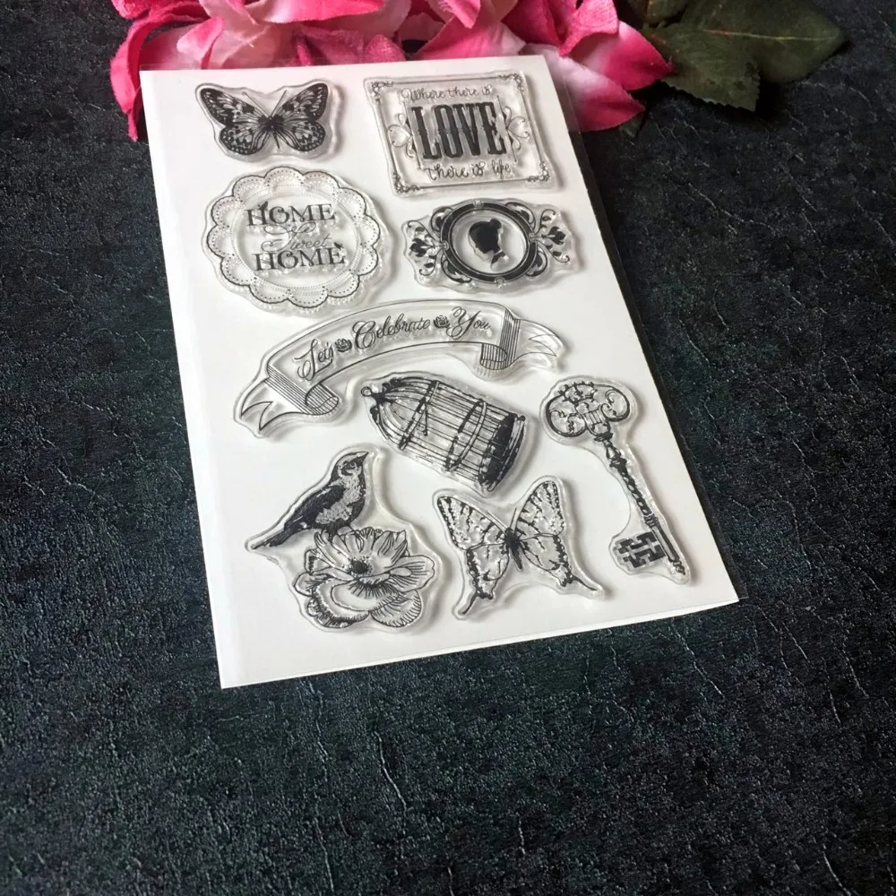 Ретро Клетка милый дом силиконовый прозрачный штамп печать для скрапбукинга