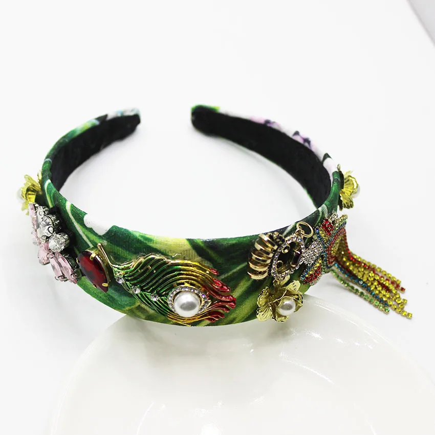 Fashion Vintage Wide Baroque Headband Crystal Mermaid Queen Crown Wedding Headpieces Head Jewelry Women Accessories Headdress | Украшения и