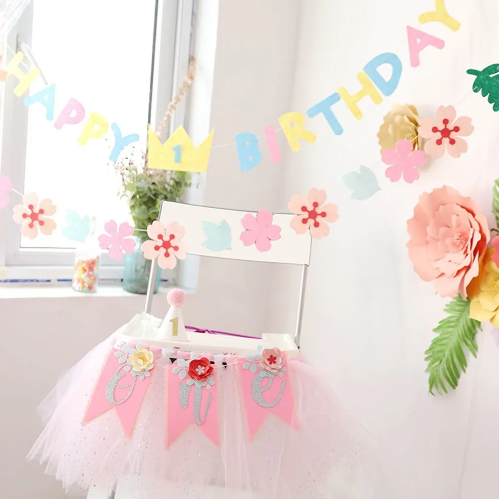 1 комплект флаги с днем рождения, праздничные вечерние украшения, флаг для празднования первого дня рождения, детский стул флаг, баннер