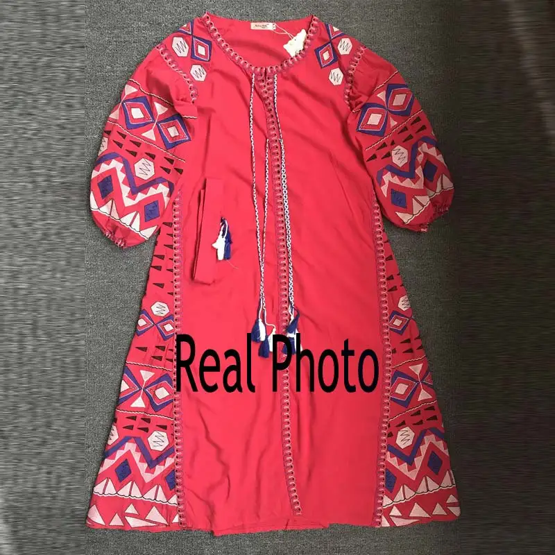 Новинка 2018 богемное хлопковое и льняное платье макси с вышивкой бахромой