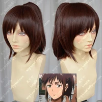 attack on titan sasha blouse reddish brown hair with ponytail clip heat resistant cosplay costume wig free wig cap