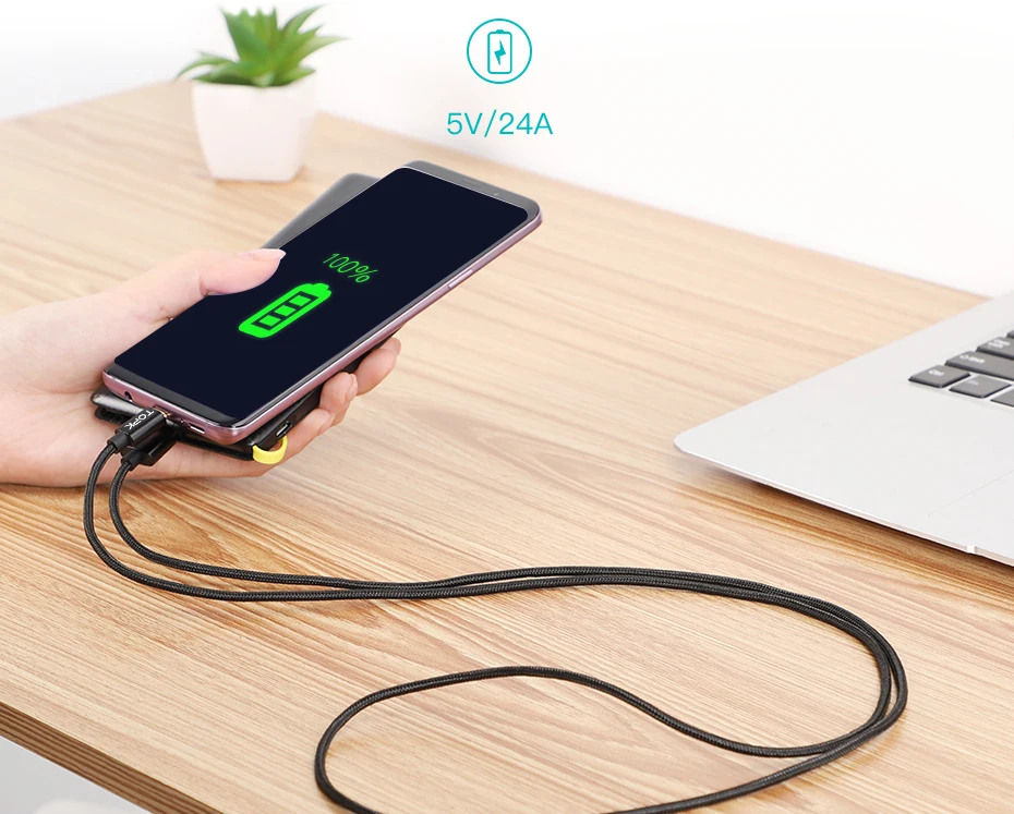 TOPK usb type C кабель Мягкий Нейлоновый Плетеный синхронизация данных Зарядка тип-c кабель для samsung Xiaomi huawei OnePlus USB-C