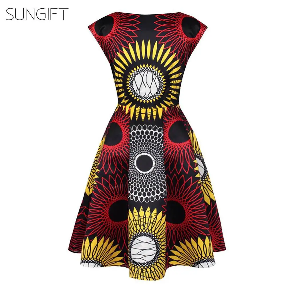 SUNGIFT африканские женские платья Дашики женское платье миди цифровая печать