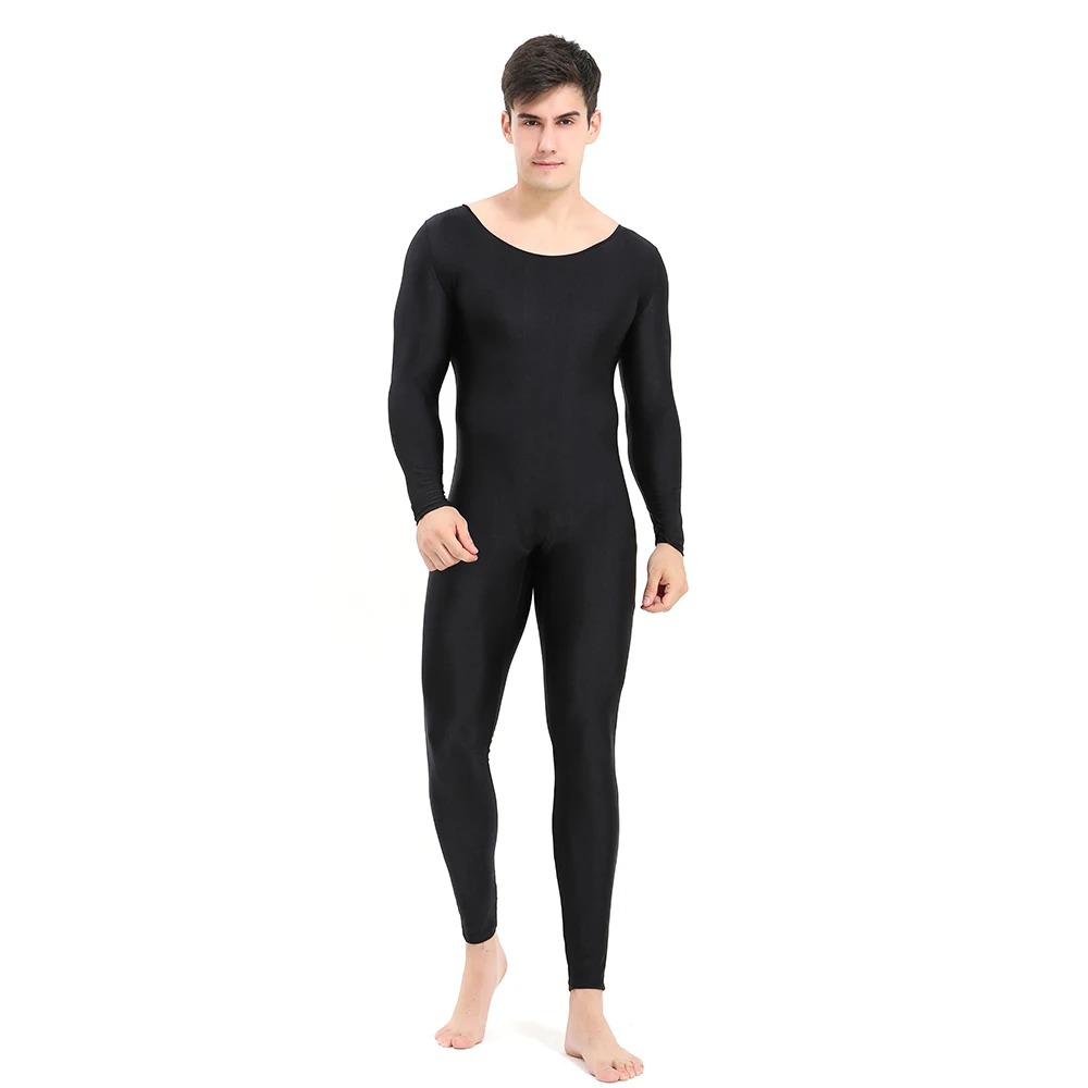 AOYLISEY взрослый черный комбинезон с длинным рукавом цельнокроеный Zentai из
