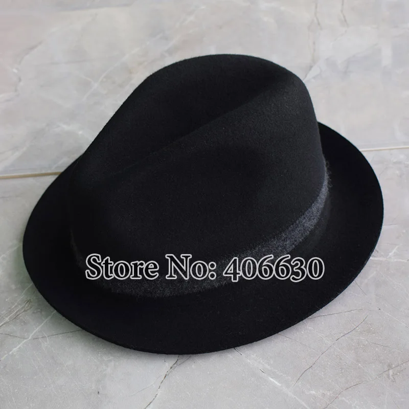 Winter 59cm Big Headsize Black Mens Wool Felt Fedora Hats Chapeu Masculino Panama Trilby Free Shipping PWFE036