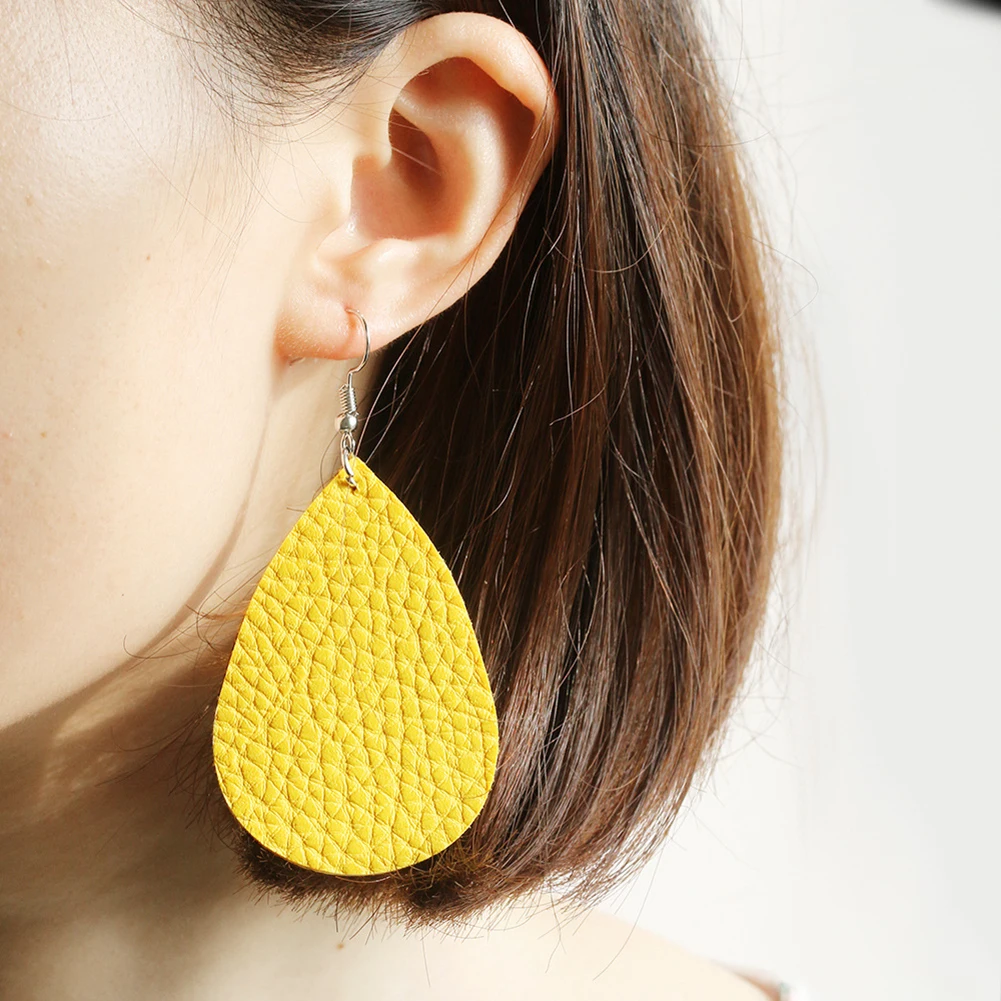 Leather Earrings Antique Looking Dangle Teardrop Earrings(Khaki)1 Pair Khaki | Украшения и аксессуары