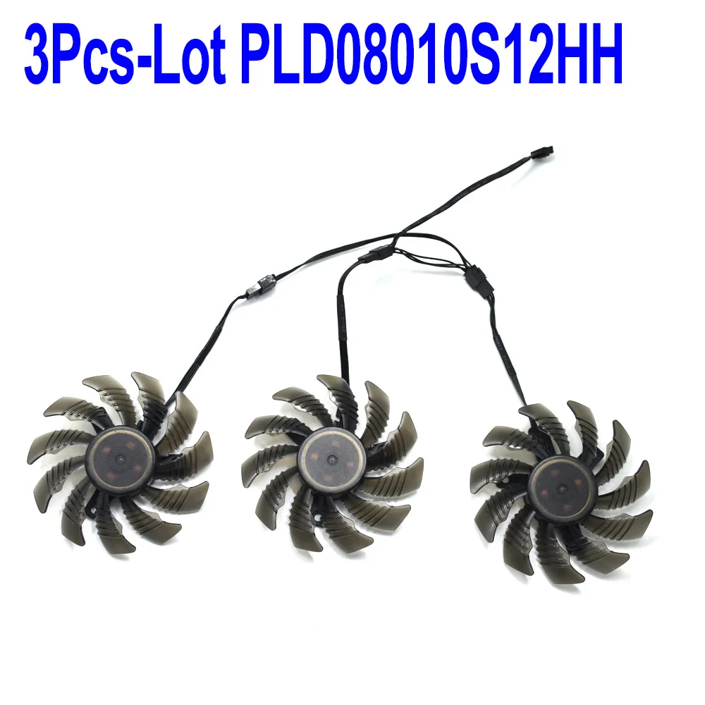 3Pcs PLD08010S12HH 75 мм PLD8010S12HH PLD8010S12H 0.35A охлаждающий вентилятор Gigabyte GTX 670 1060 1070 1080 1080Ti GTX 980Ti Графика карты охлаждающими вентиляторами - Цвет лезвия: 3Pcs PLD08010S12HH