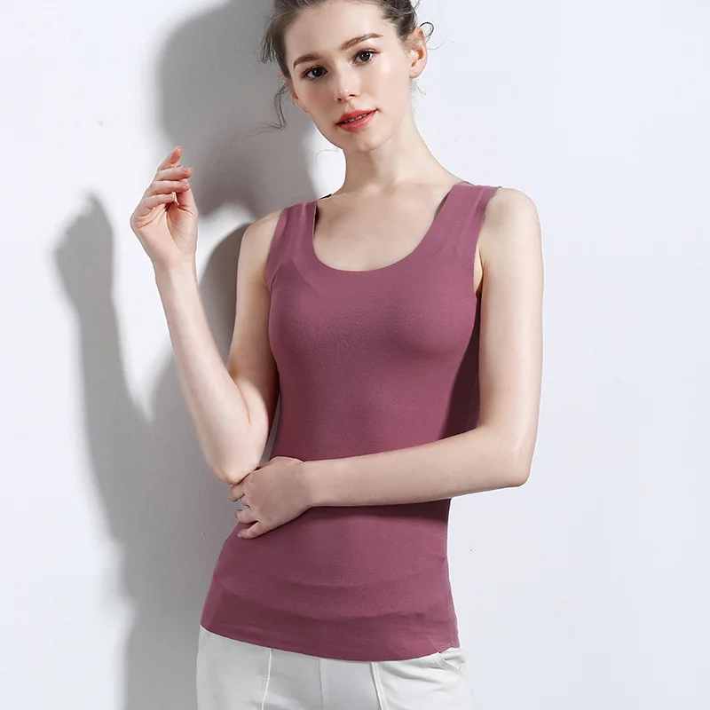 Purple U-Neck TWTZQ, новинка, M-XXL размера плюс, летняя майка без рукавов, женская футболка, хлопок, круглый вырез, v-образный вырез, тонкие топы для девочек, женская одежда, 3BX004 - Цвет: Purple U-Neck