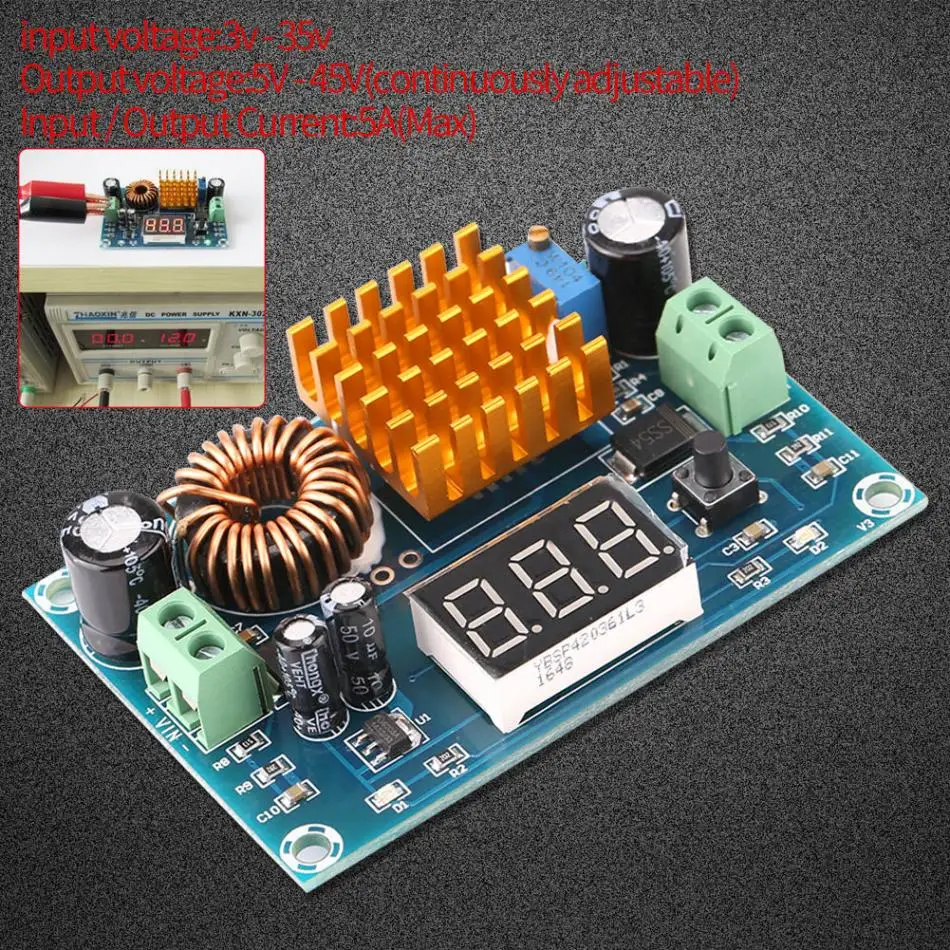 5A DC-DC повышающий преобразователь модуль Питание Step Up Модуль Boost модуль цифровой вольтметр Дисплей 3-35 В до 5 в пост-45 V