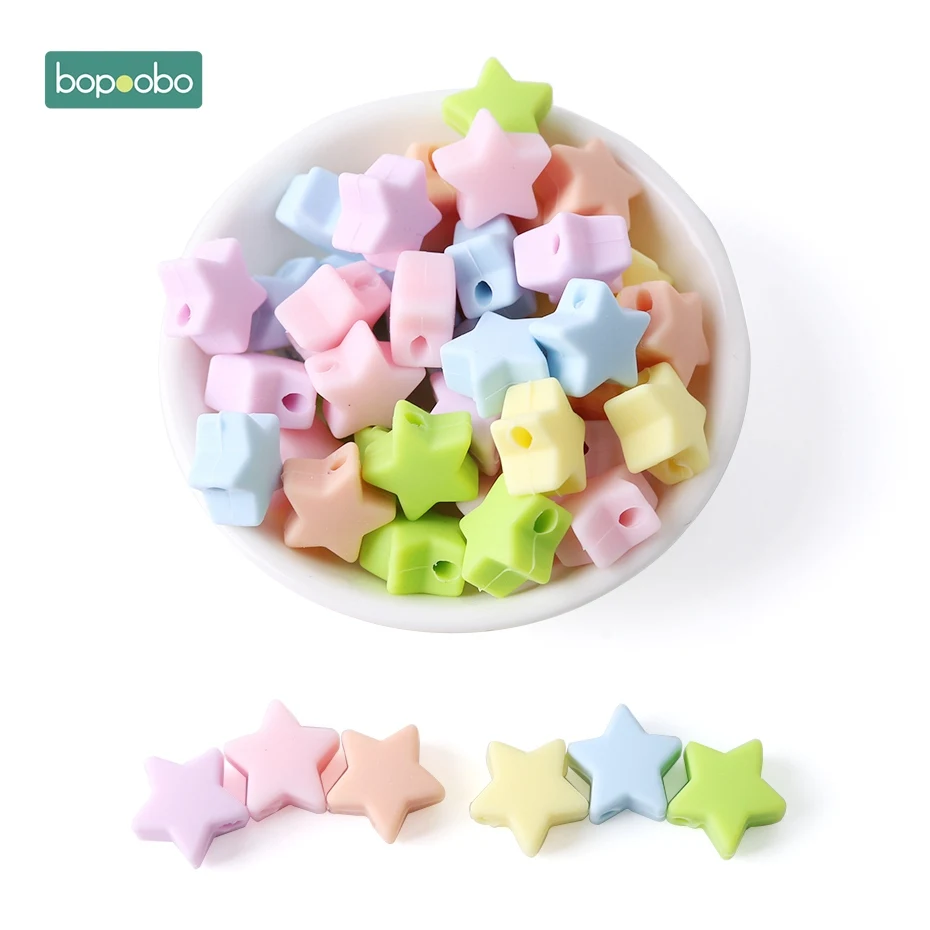 New Candy Star Bopoobo 20 штук силиконовые звезды бусины Еда Класс Прорезыватель для зубов мини сердце браслет, сделай сам, ювелирное изделие для Прорезыватель для зубов 12 мм круглые бусины Прорезыватель для зубов - Цвет: New Candy Star