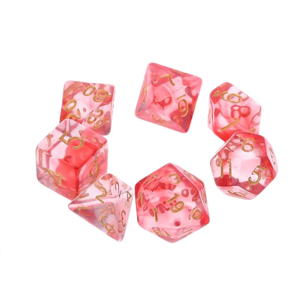 7 шт./компл. прозрачные двусторонние игральные кости D4 D6 D8 D10 D12 D20 для ролевых игр