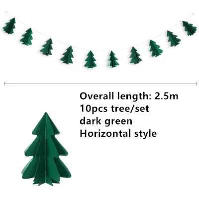 style 2 darkgreen Натальные 3D Бумага Рождественская елка декоративные гирлянды кулон Ноэль украшения Рождественские украшения для дома Новогодний Декор Navidad поставка - Цвет: style 2 darkgreen