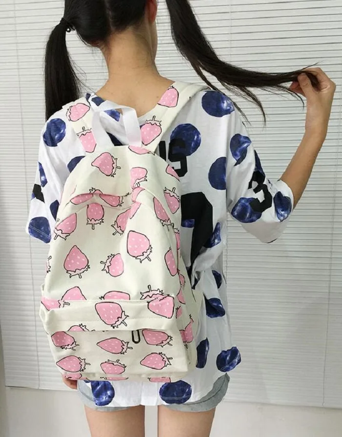 2016 Fruit Printing School Bag For Teenagers Girls Fashion Women Canvas Backpacks Shoulder Travel Rucksack Mochila Feminina |