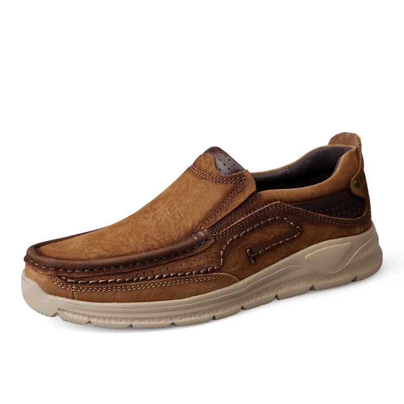 Full Grain Leather Shoes Men Flats Cow Casual Male Outdoor Walking shoes Top Quality Handmade Moccasins | Обувь